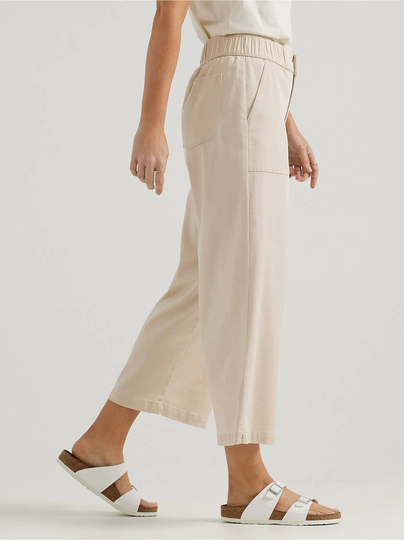 Women's Ultra Lux Comfort Wide Leg Utility Crop Pant - Greige - 112346911
