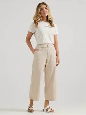 Women's Ultra Lux Comfort Wide Leg Utility Crop Pant - Greige - 112346911