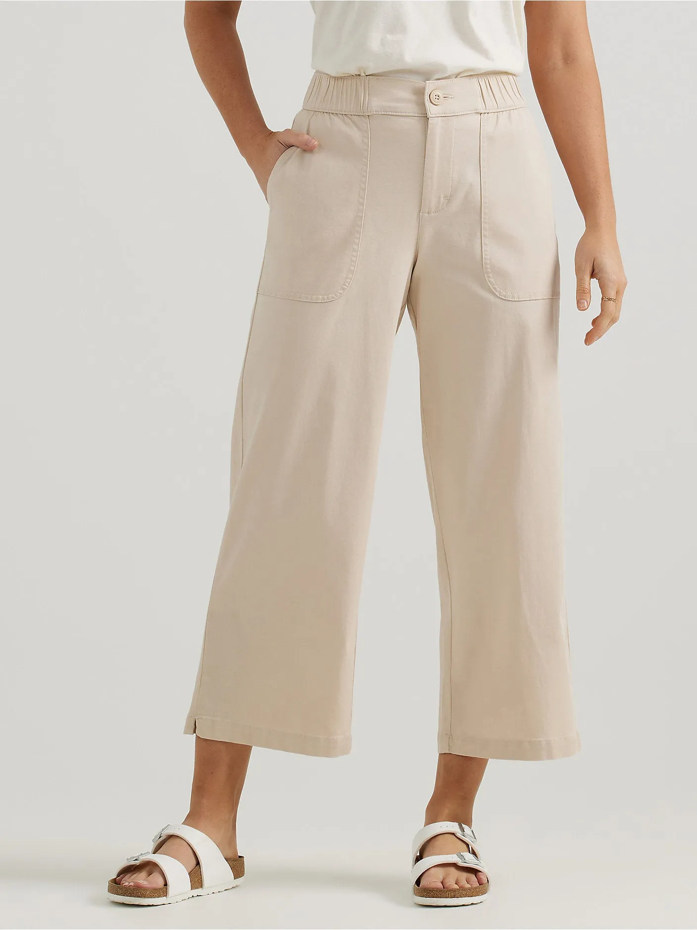 Women's Ultra Lux Comfort Wide Leg Utility Crop Pant - Greige - 112346911