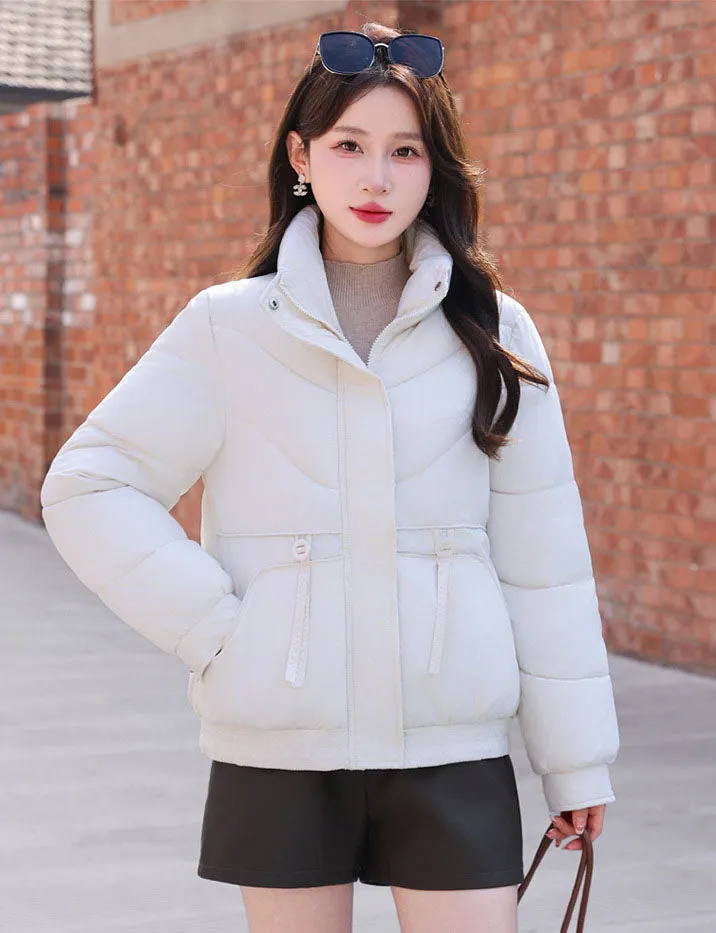 Women's Windproof Raincoat with Padded Solid Color Design
