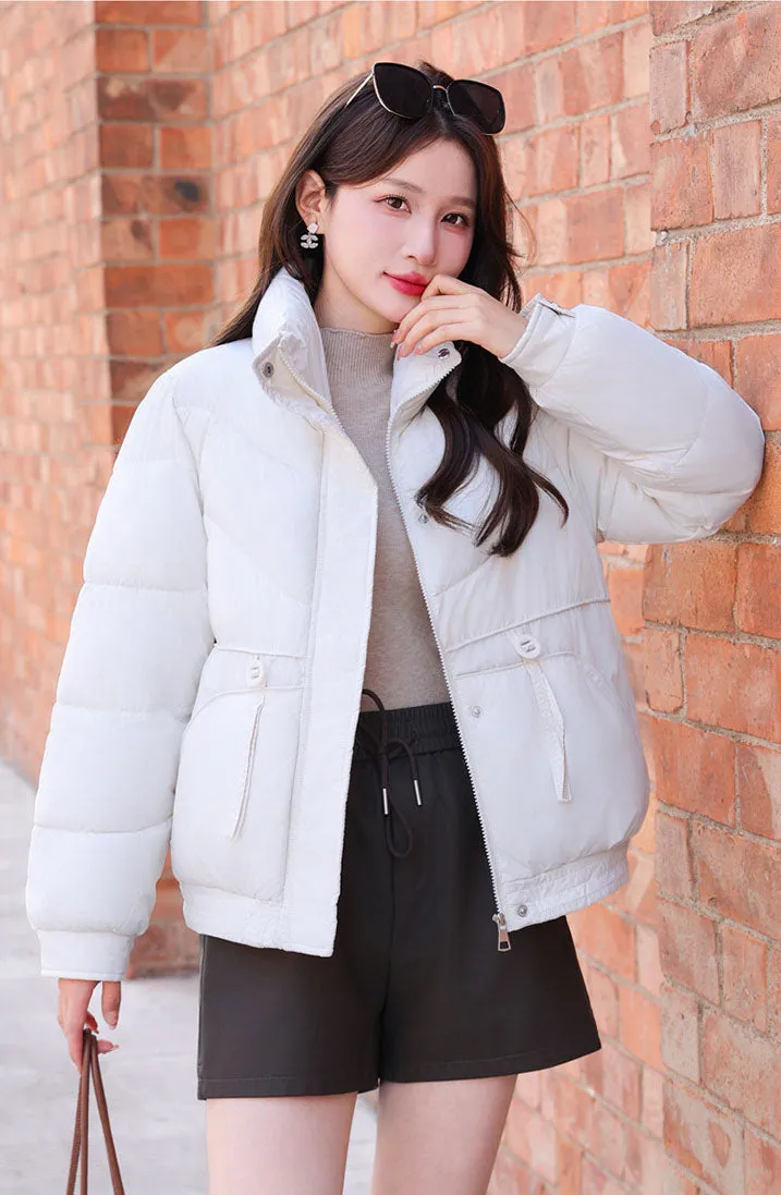 Women's Windproof Raincoat with Padded Solid Color Design