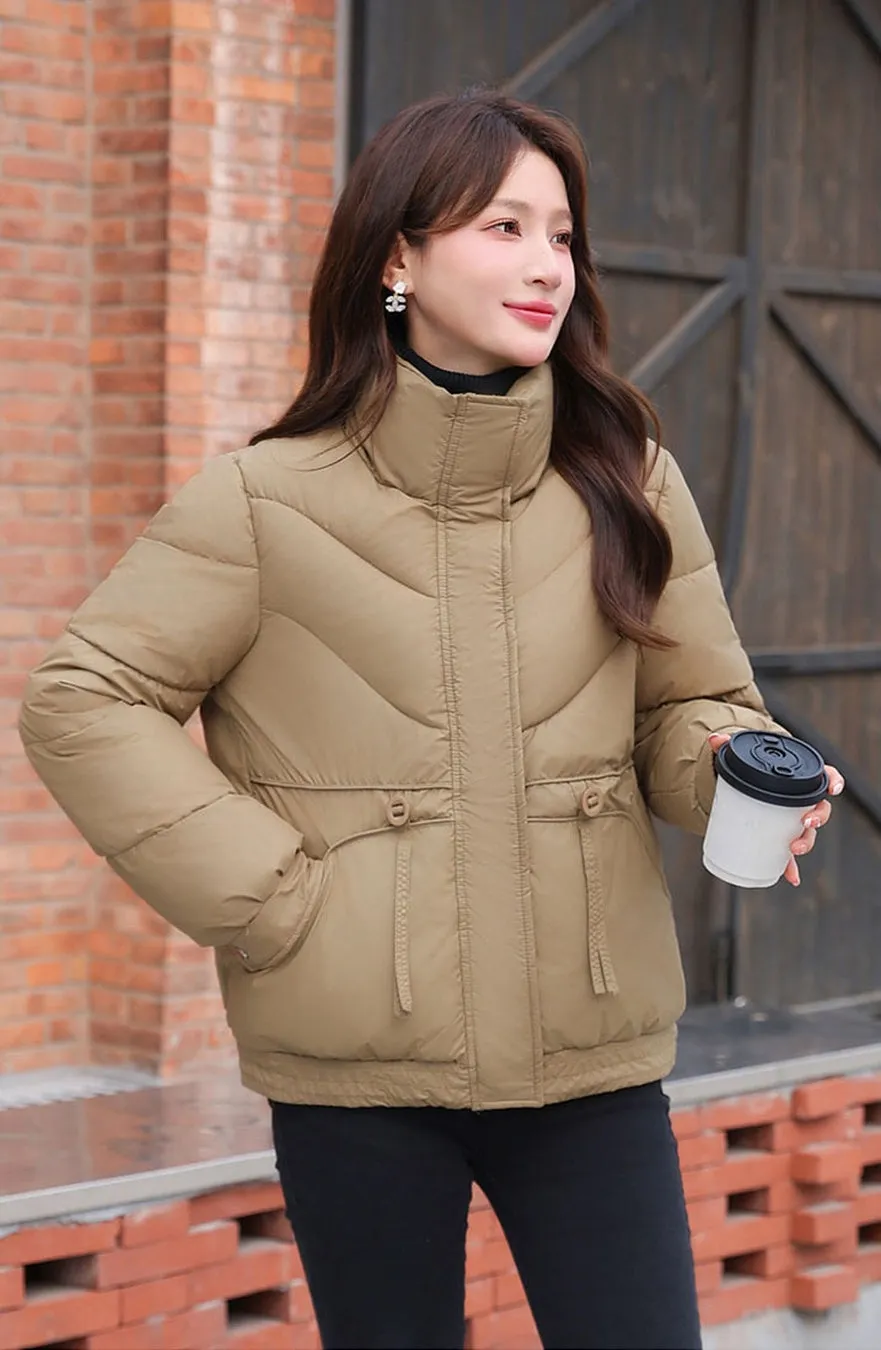 Women's Windproof Raincoat with Padded Solid Color Design