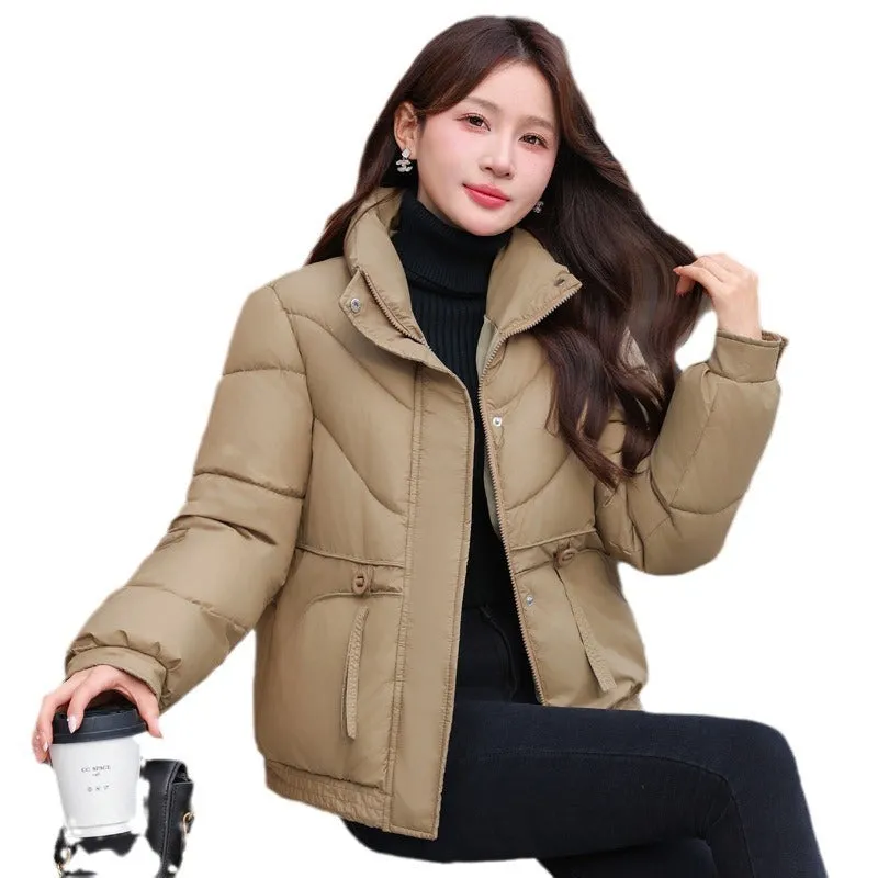 Women's Windproof Raincoat with Padded Solid Color Design