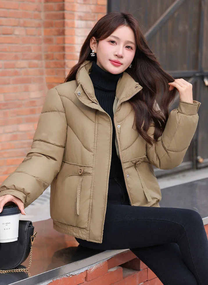 Women's Windproof Raincoat with Padded Solid Color Design