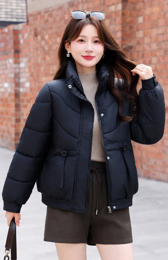 Women's Windproof Raincoat with Padded Solid Color Design