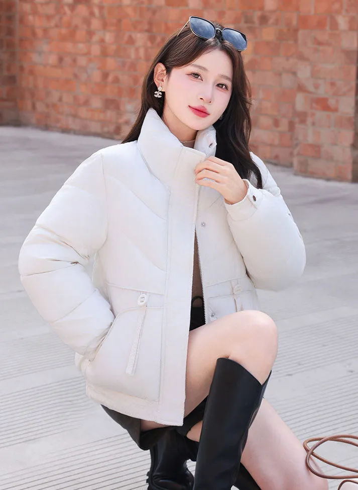 Women's Windproof Raincoat with Padded Solid Color Design