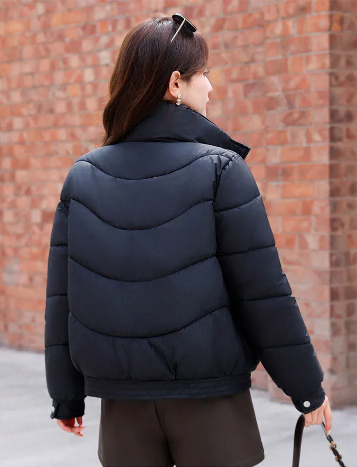 Women's Windproof Raincoat with Padded Solid Color Design