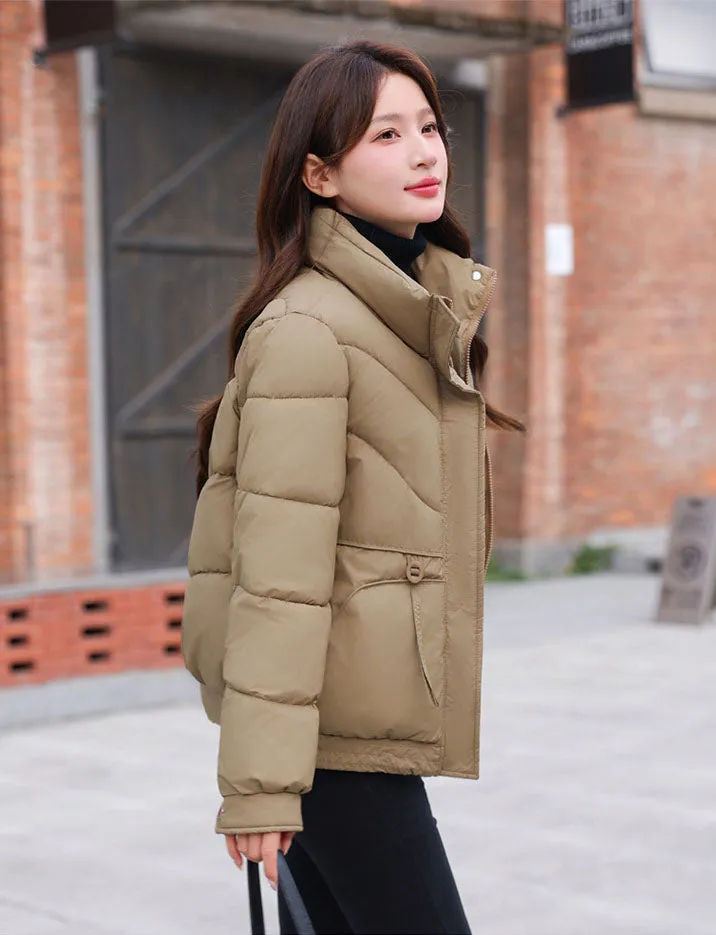 Women's Windproof Raincoat with Padded Solid Color Design