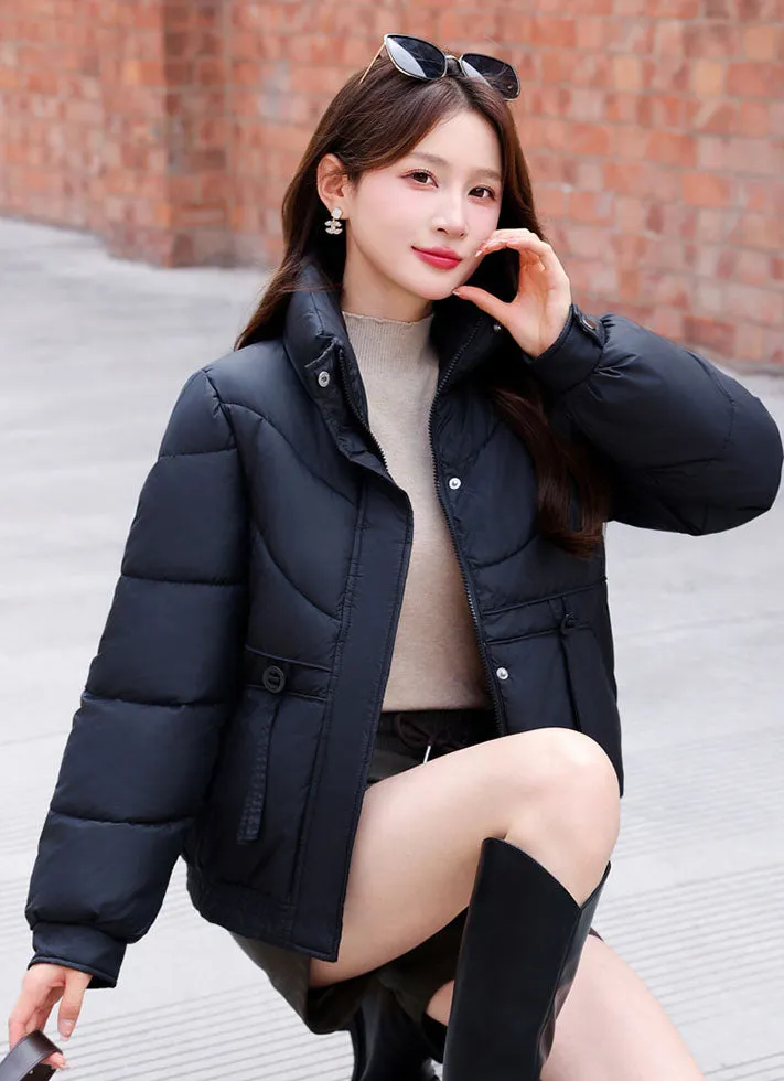 Women's Windproof Raincoat with Padded Solid Color Design