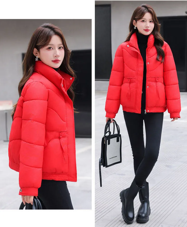 Women's Windproof Raincoat with Padded Solid Color Design