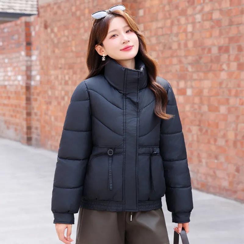 Women's Windproof Raincoat with Padded Solid Color Design