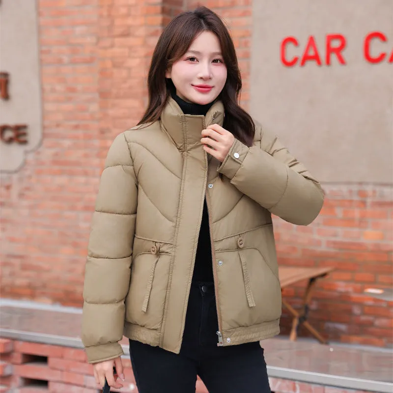 Women's Windproof Raincoat with Padded Solid Color Design
