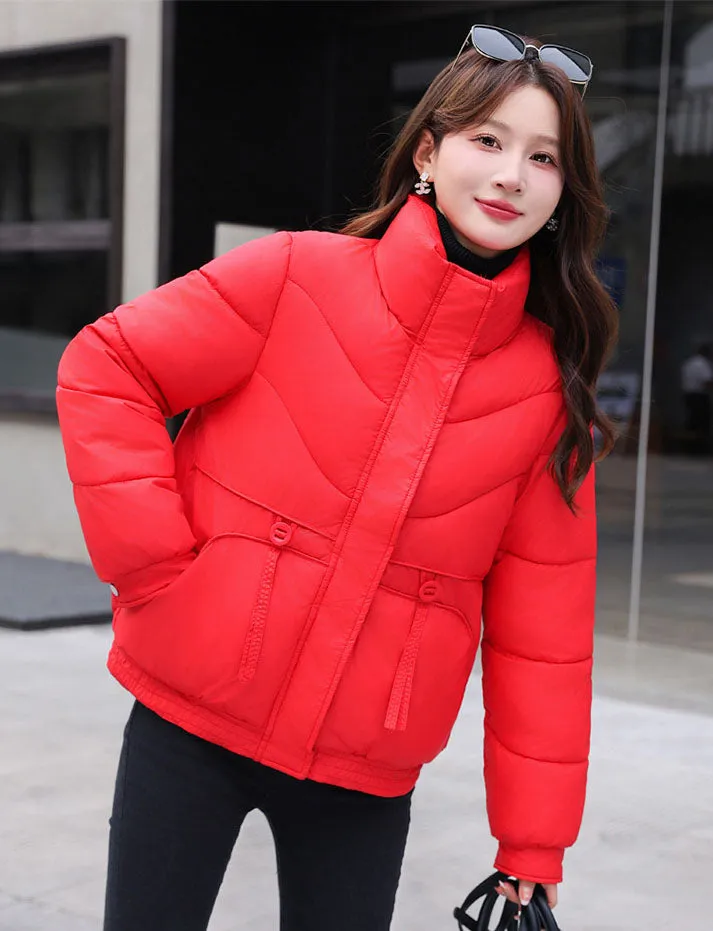 Women's Windproof Raincoat with Padded Solid Color Design