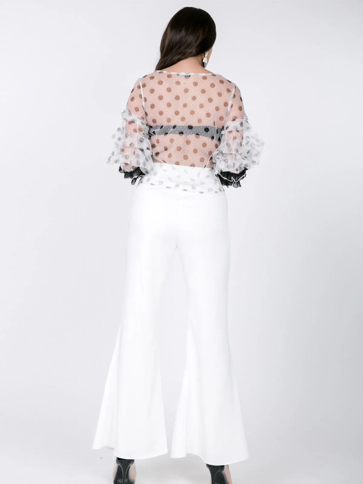 WOMEN'S ZIP UP PEARL BELL BOTTOMS PANTS
