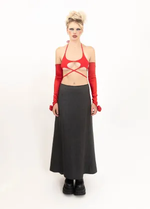 Wool maxi skirt with dipped hem