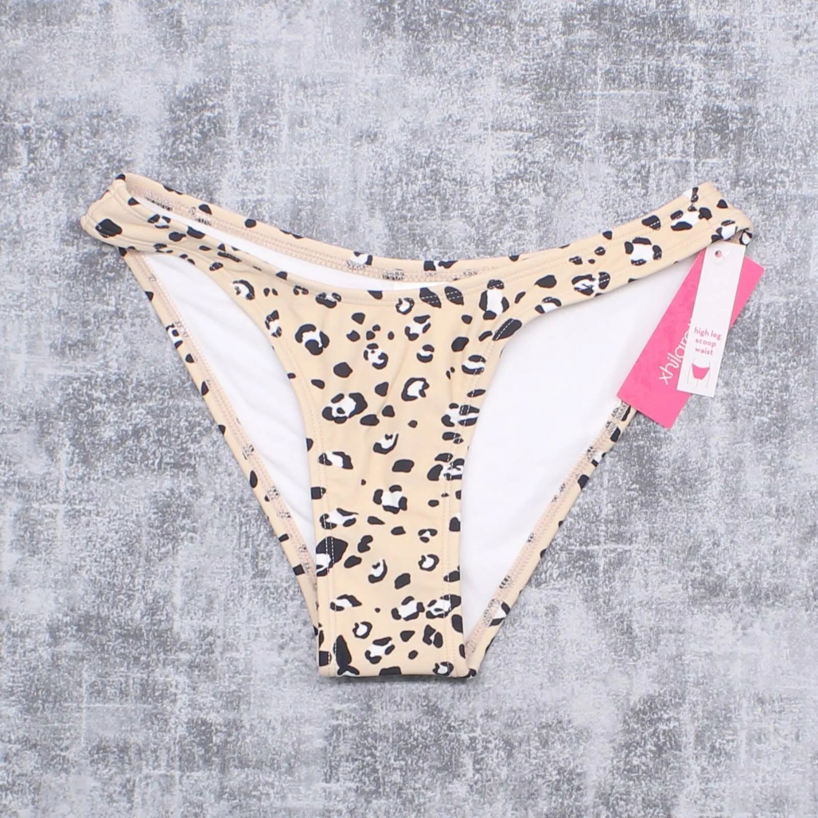 Xhilaration Women's Animal Print High Leg Scoop Bikini Bottom