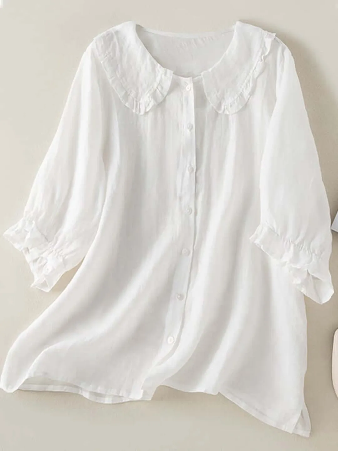 Ximena® | Women'S Button Down Ruffle Neck Shirt