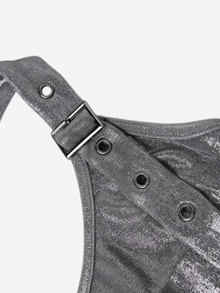 Y2K Metallic Hooded Top