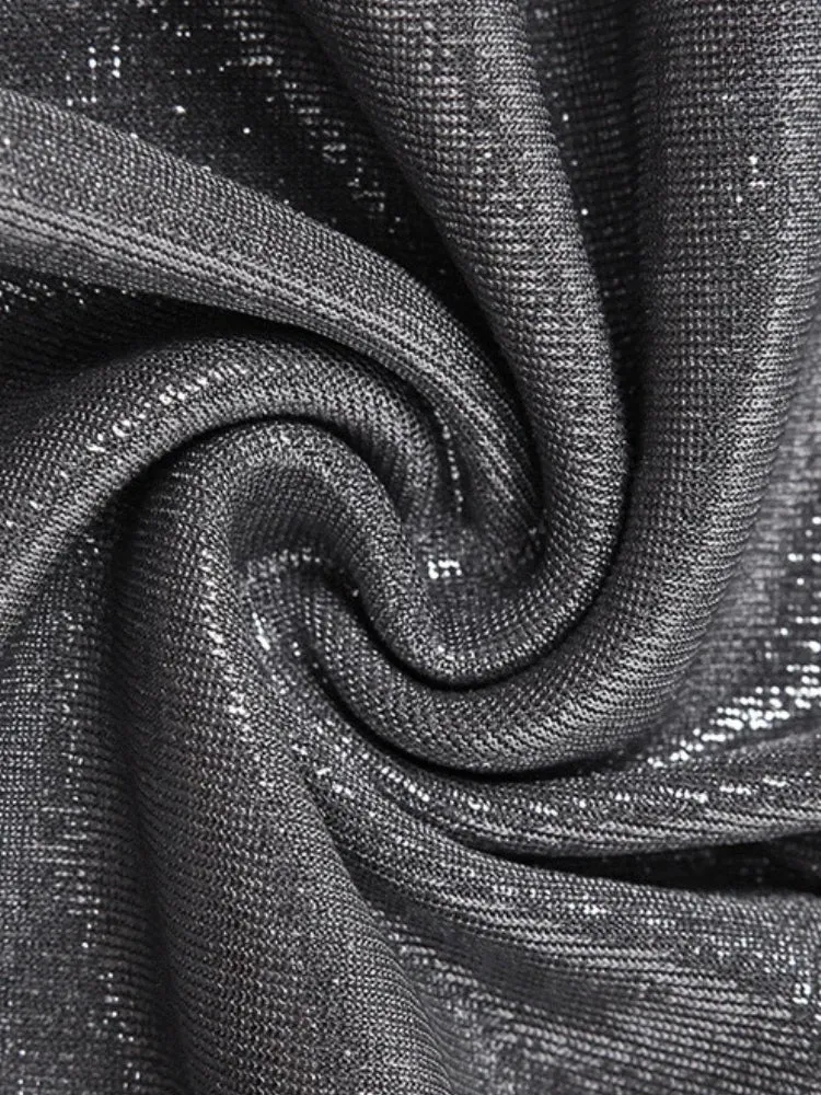 Y2K Metallic Hooded Top
