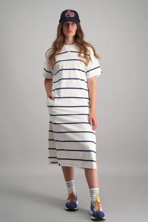 Yarn Dyed Stripe Full Length Dress - Blue