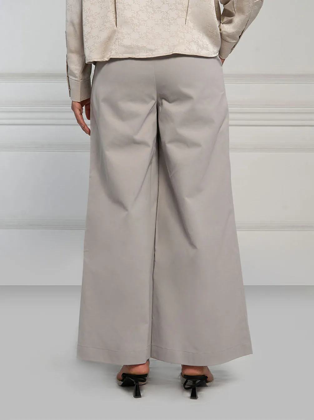 YUKO WIDE LEG PANTS PLAIN GREY