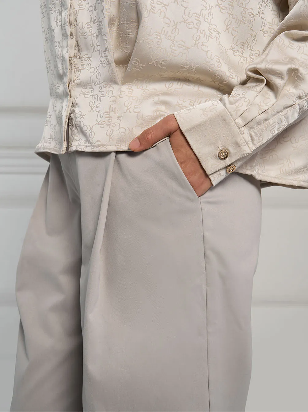 YUKO WIDE LEG PANTS PLAIN GREY
