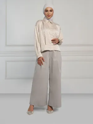 YUKO WIDE LEG PANTS PLAIN GREY