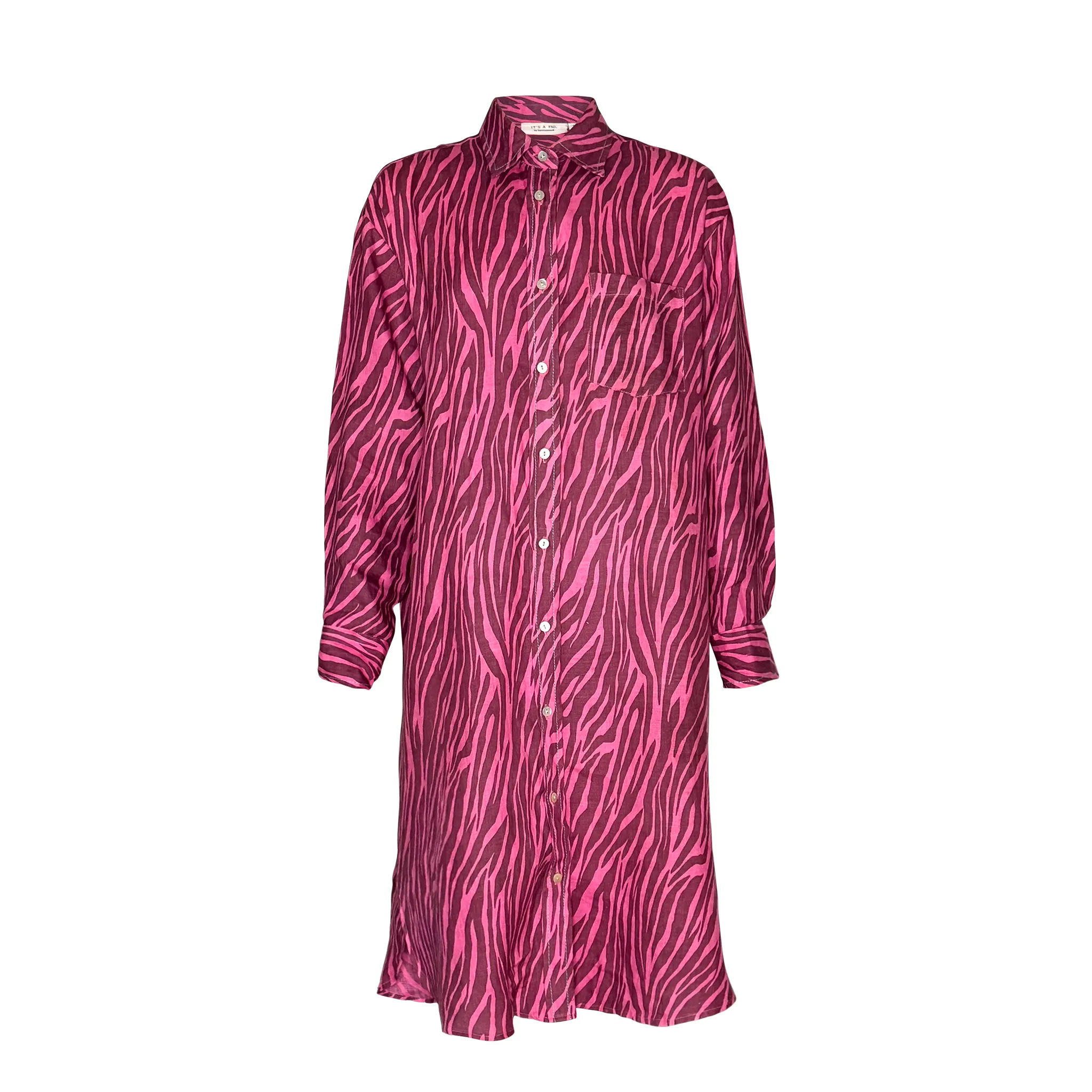 Zebra Boyfriend Shirt Dress