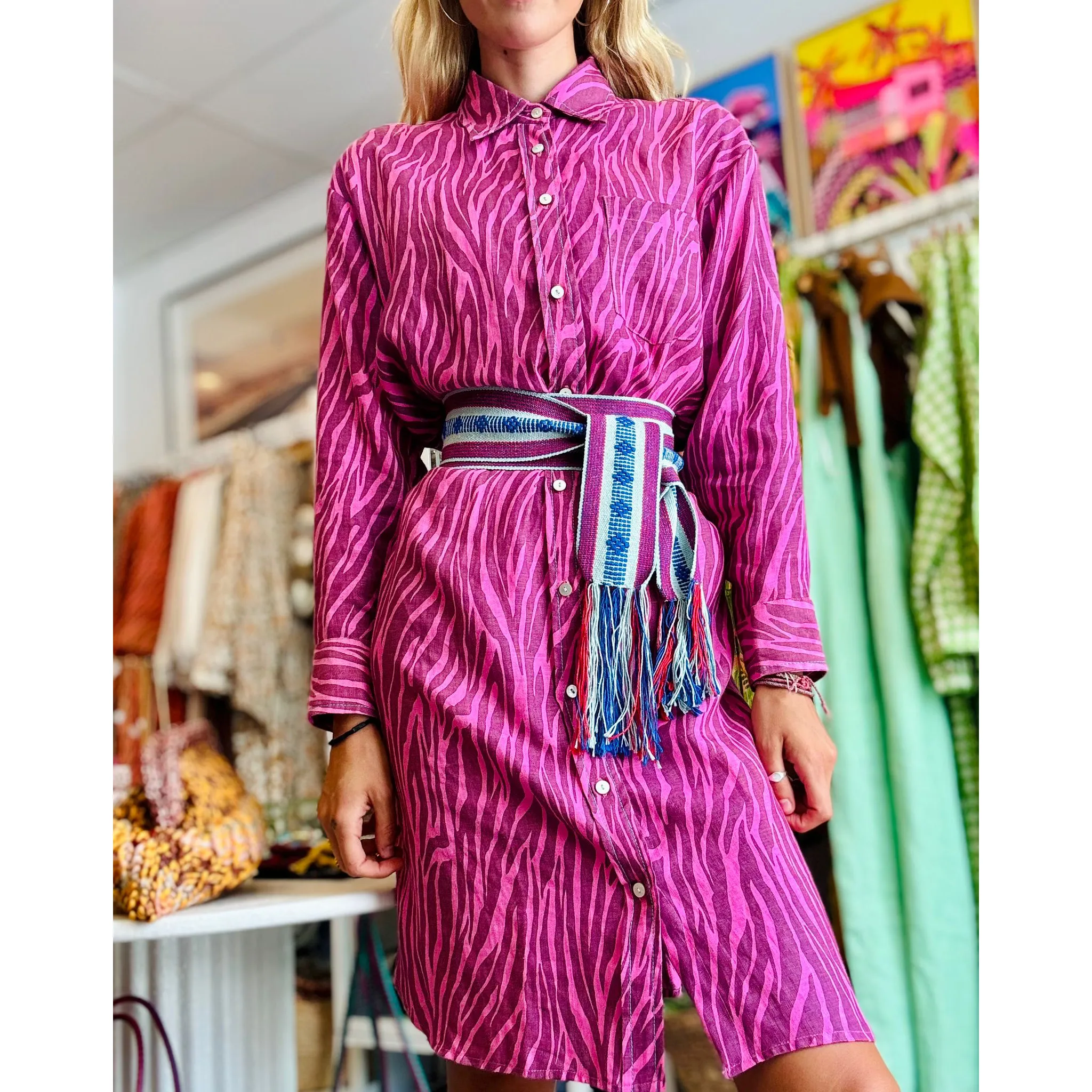 Zebra Boyfriend Shirt Dress