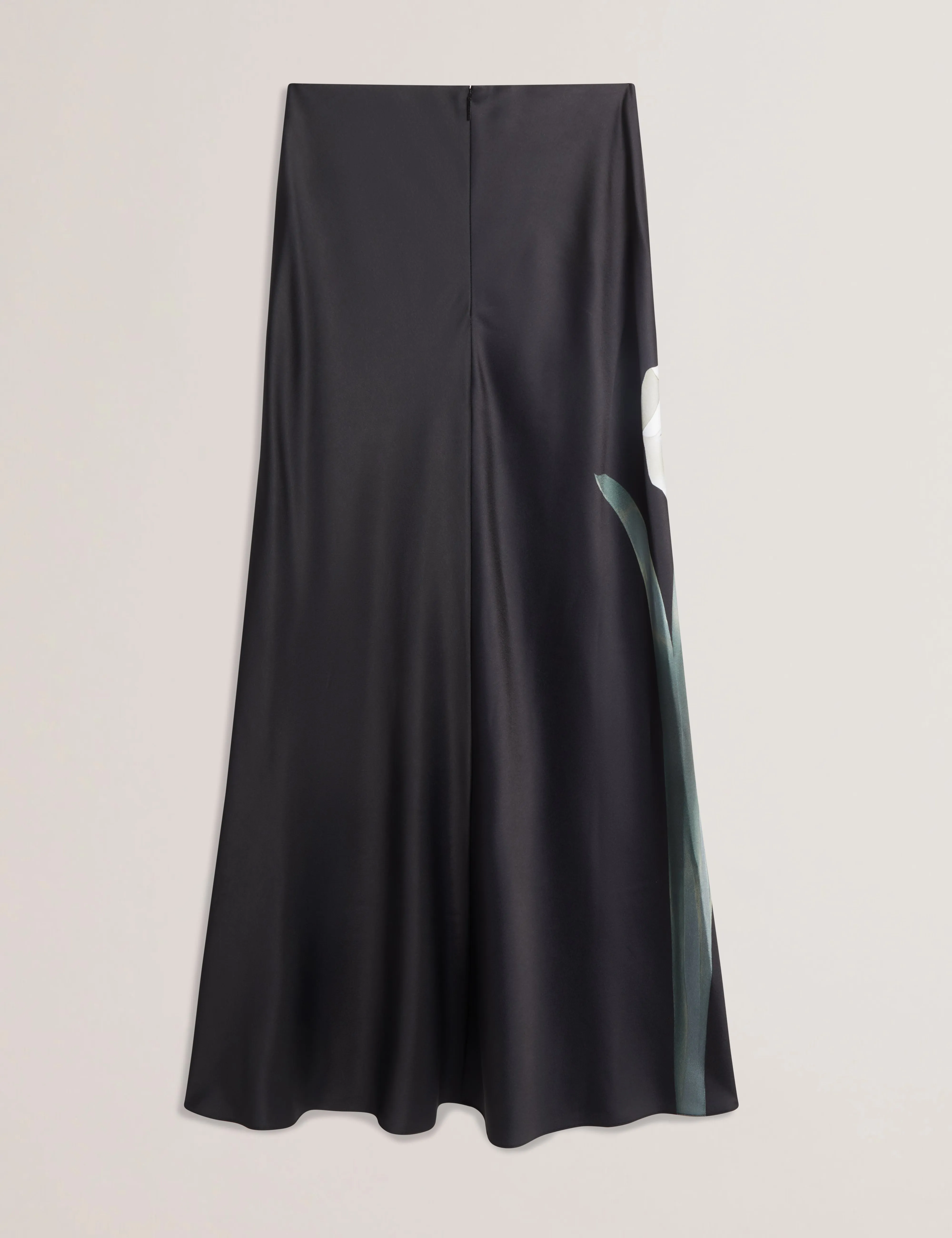 Zionna Satin Printed Maxi Skirt Black